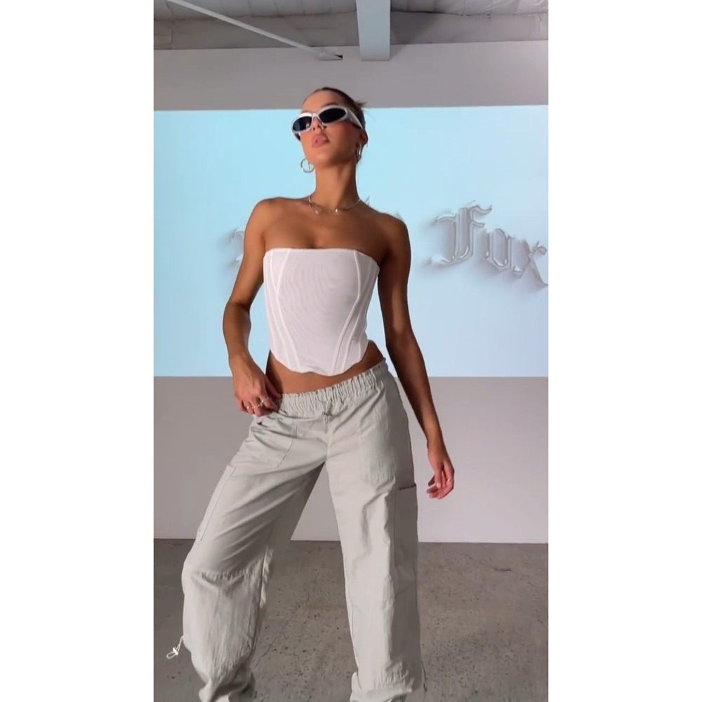 $89 White Fox, Never Blend In nylon jogger pants drawstring cargo M, blue grey,‎